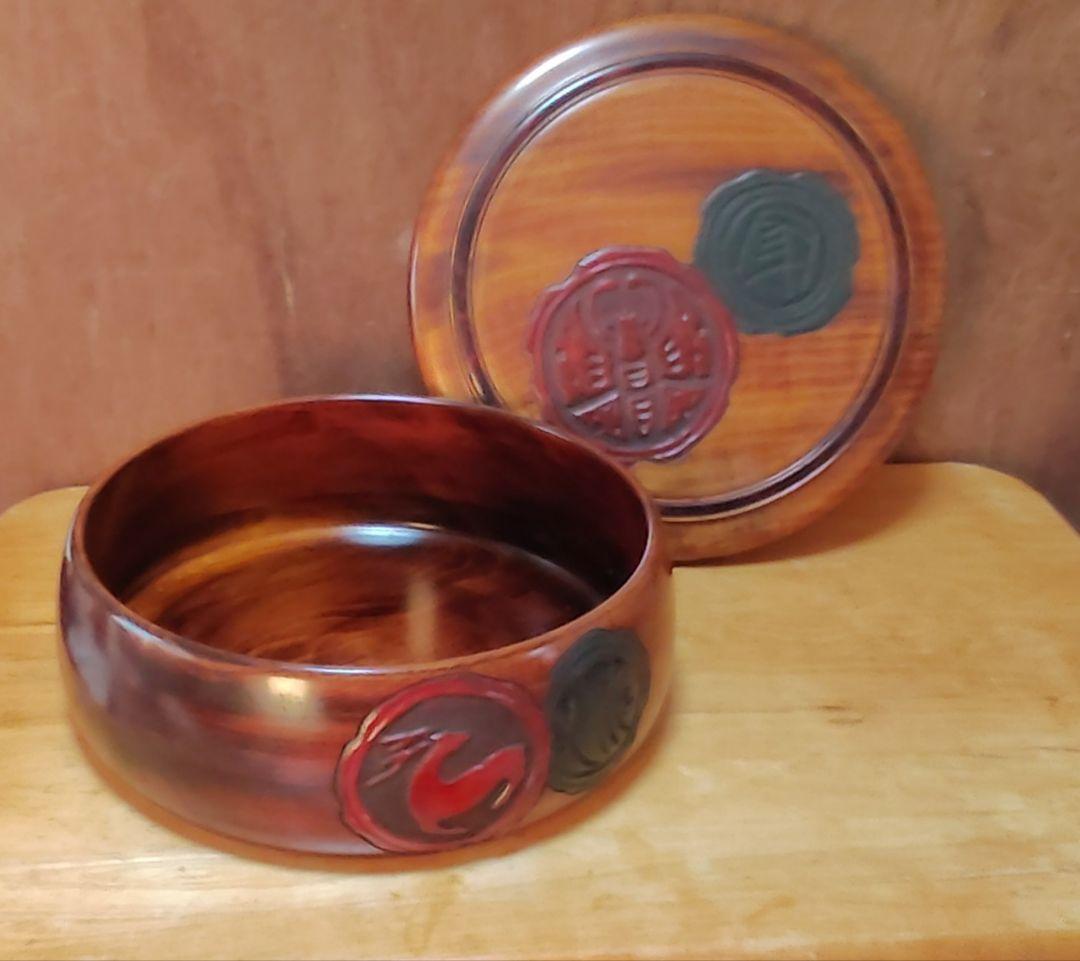 烏城彫 茶櫃（ちゃびつ）岡山県 伝統 漆芸品 使用品 中古