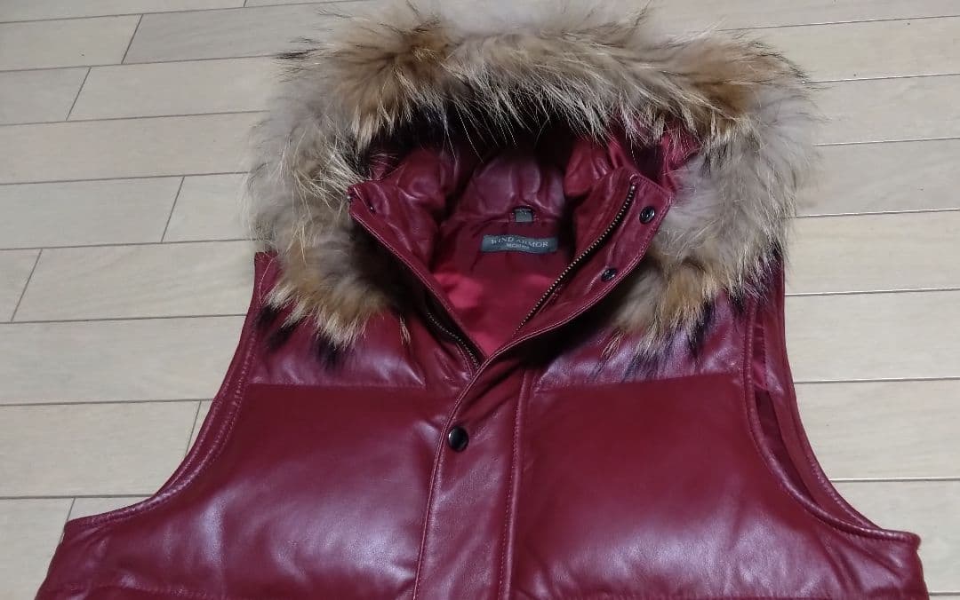 極美品■WIND ARMOR NICHIWA ラムレザー ダウンベスト■Ｍ