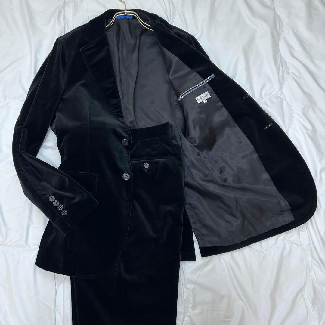 美品 PaulSmith ポールスミス 光沢 ベロア スーツ セットアップ M