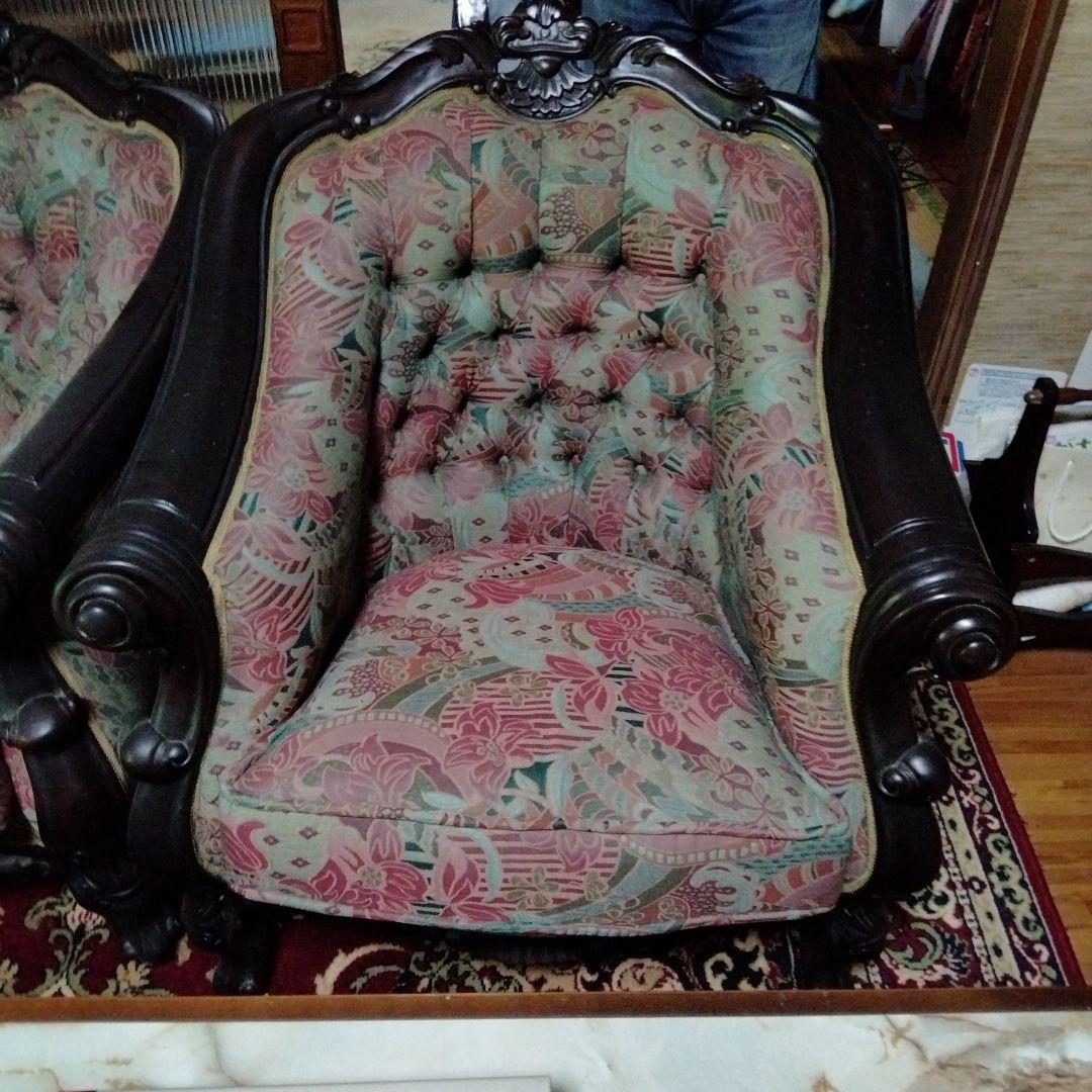 らむ　アンティーク 木製ソファ 多色