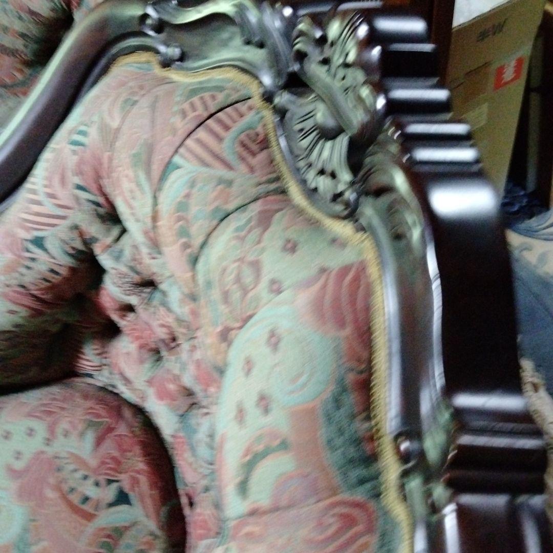 らむ　アンティーク 木製ソファ 多色