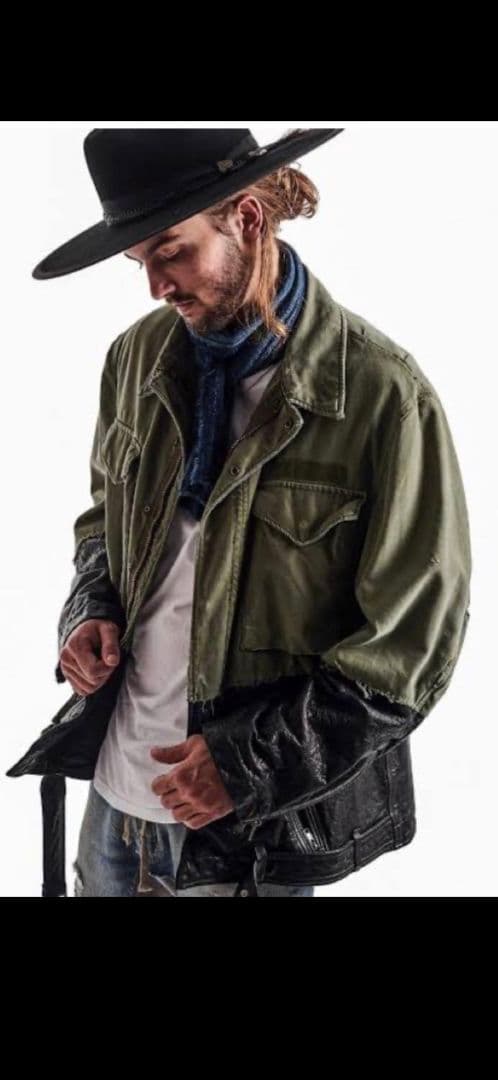 GREG LAUREN 再構築 ミリタリー レザージャケット Size2