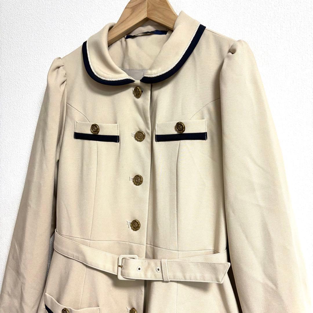 Fi.n.t ✨シーリング釦バイカラーコート　ワンピース　アイボリー