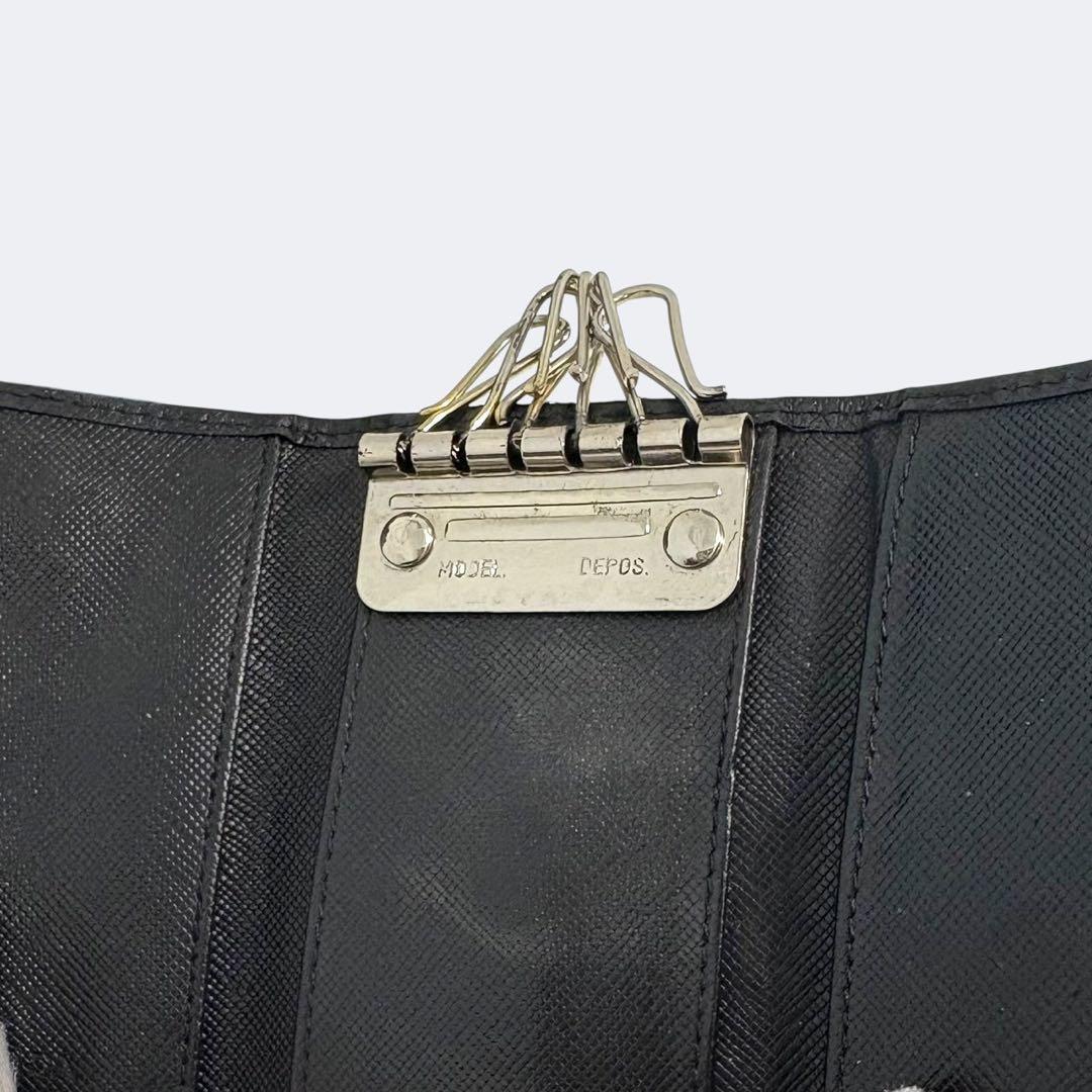 美品✨ プラダ　6連 キーケース　三角ロゴ　サフィアーノレザー　ブラック