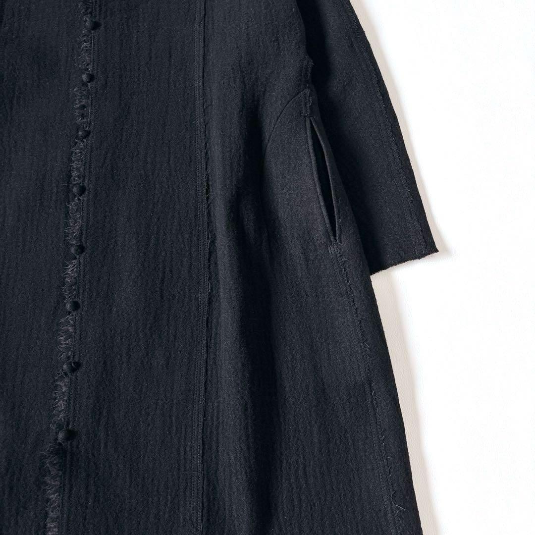 美品♡ババグーリ ウールカシミヤ ロングコート フリンジ 近年 M くるみボタン