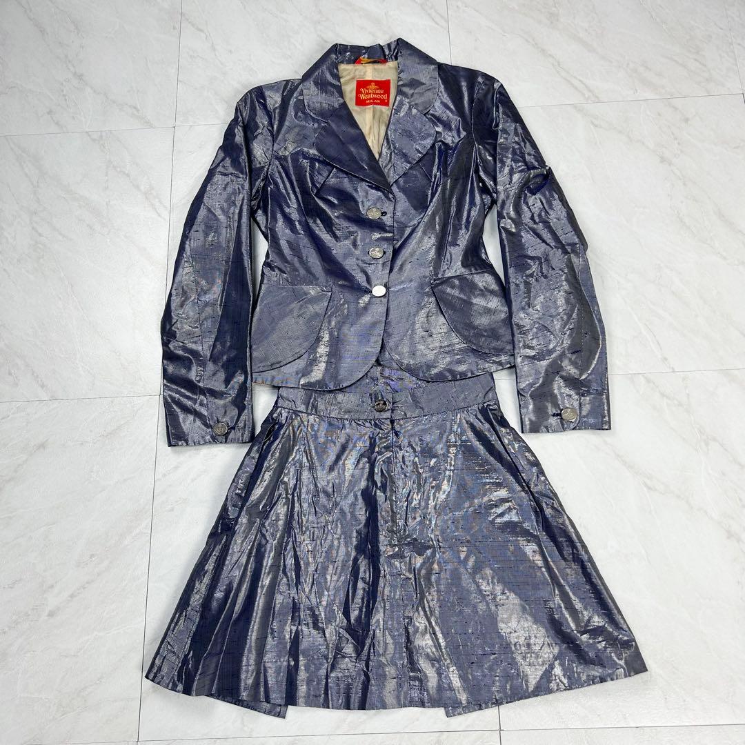 極美品 ヴィヴィアン ウエストウッド 変形 セットアップ メタリック 光沢感