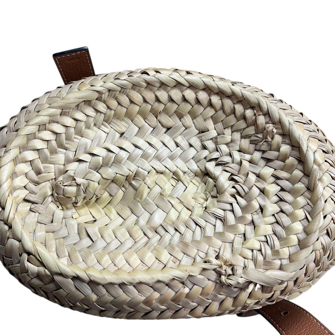 LOEWE かごバッグ スモール バスケット ストロー レザー