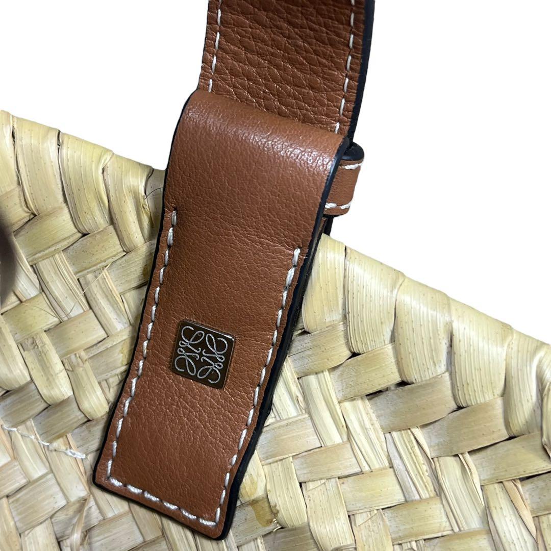 LOEWE かごバッグ スモール バスケット ストロー レザー