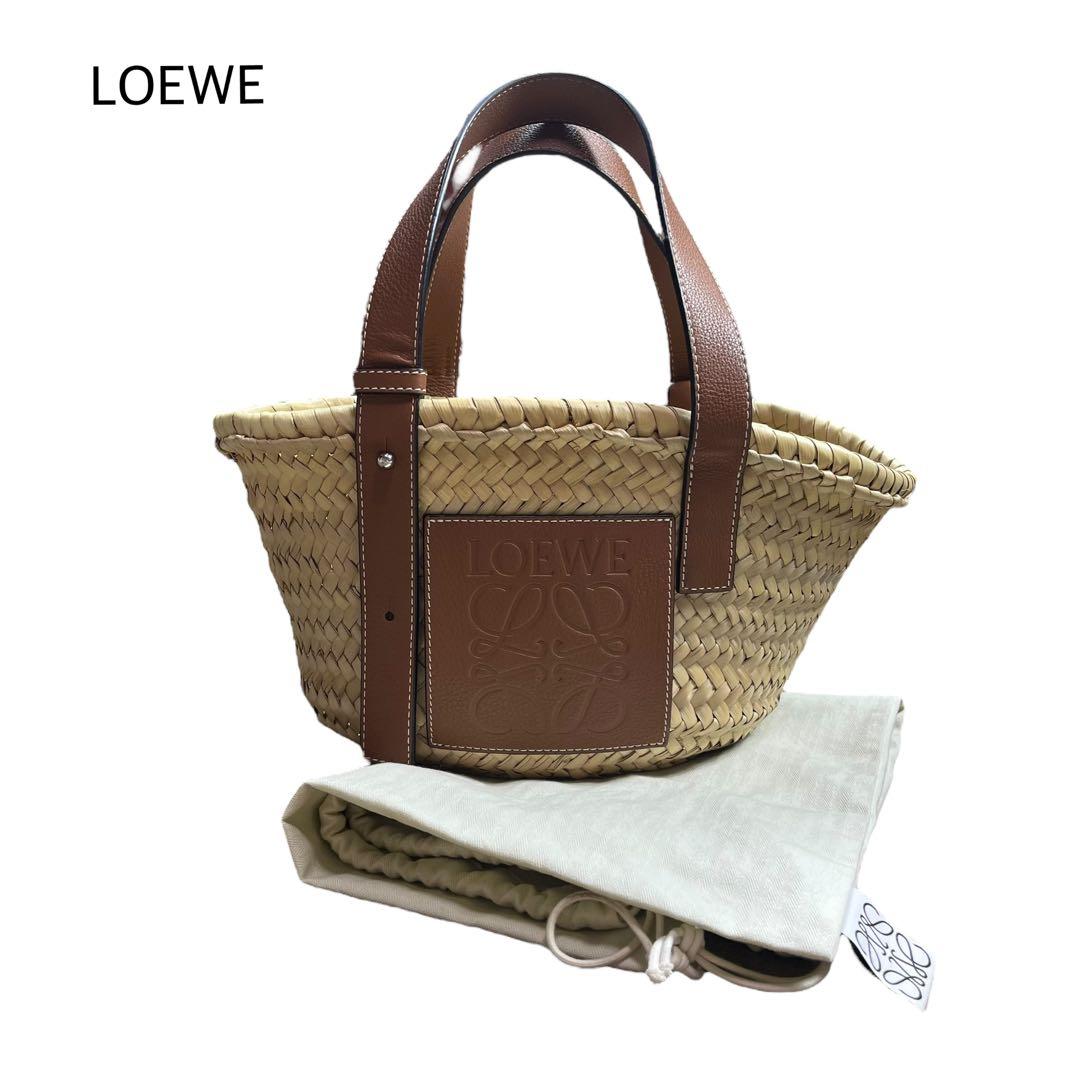 LOEWE かごバッグ スモール バスケット ストロー レザー
