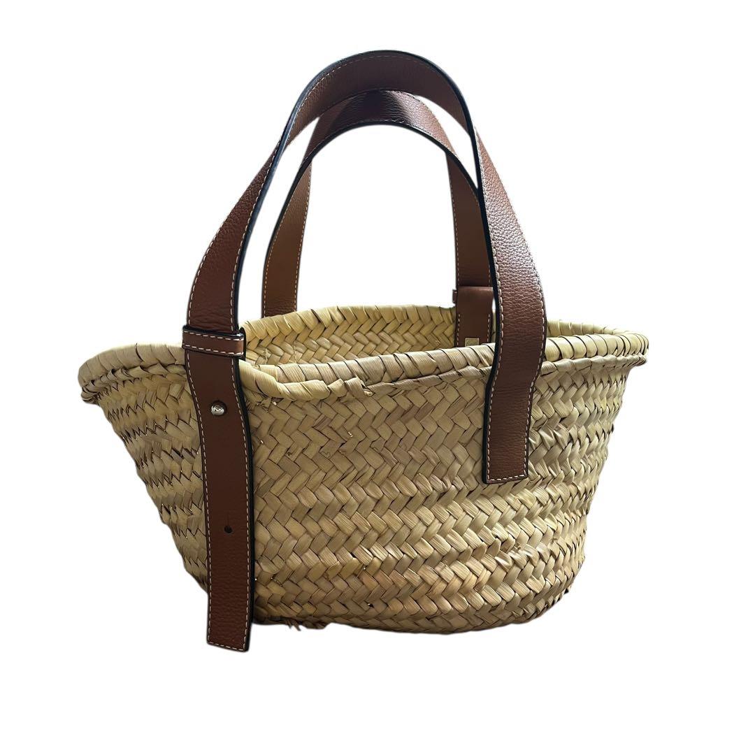 LOEWE かごバッグ スモール バスケット ストロー レザー