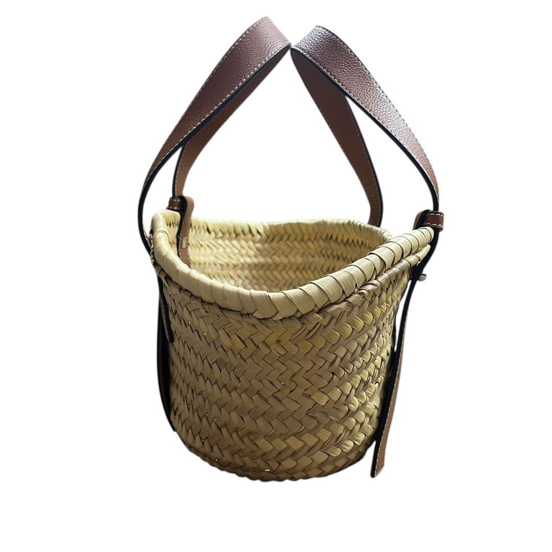 LOEWE かごバッグ スモール バスケット ストロー レザー