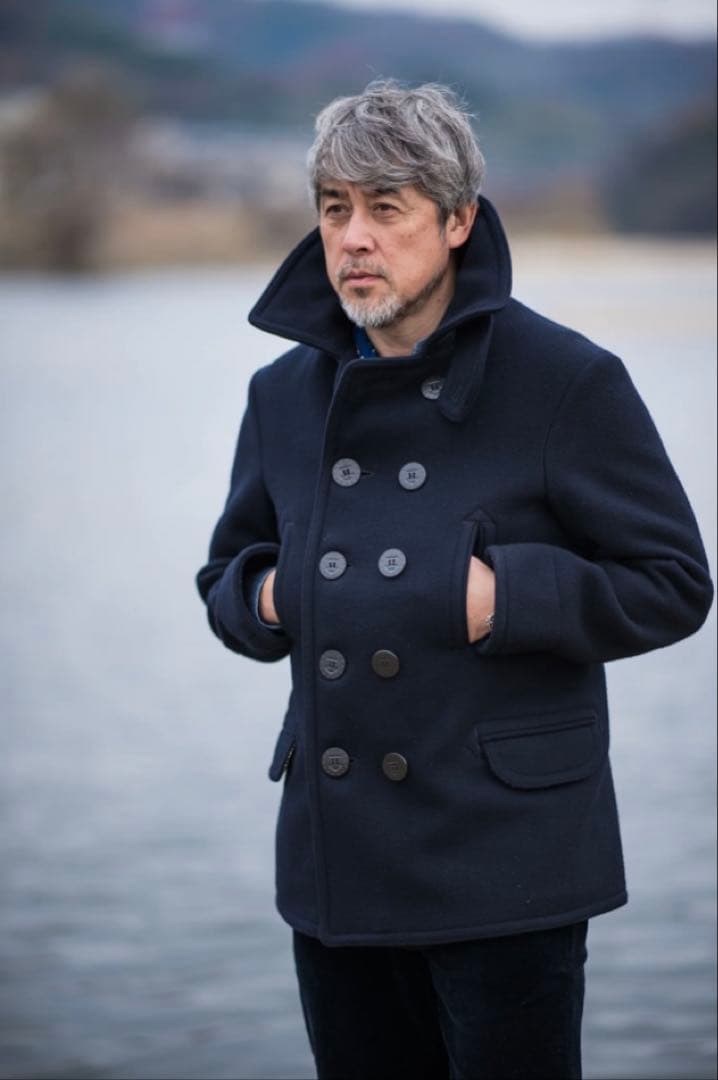 ボンクラ　ピーコート　カシミヤ　メルトン　ネイビー　40