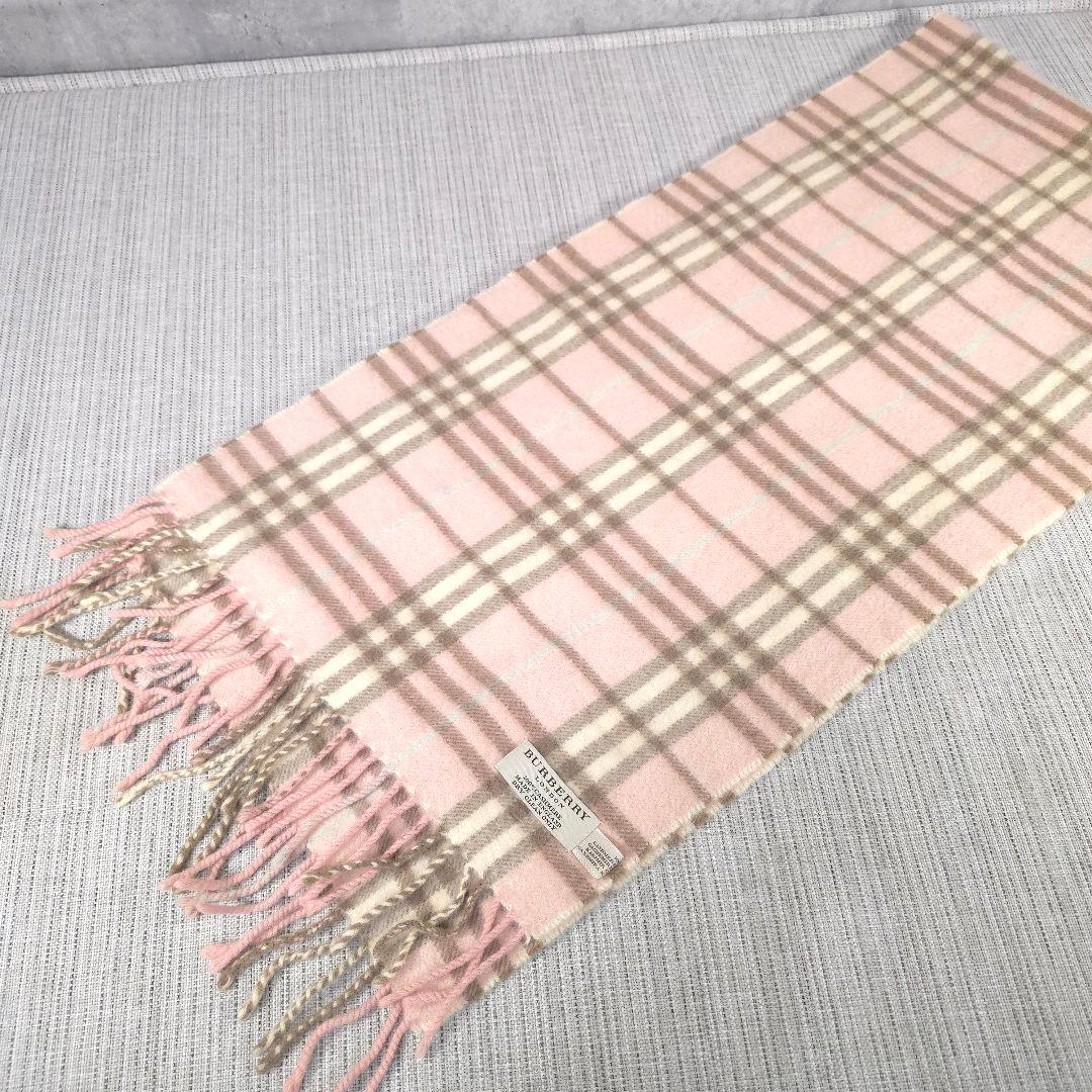 希少色　BURBERRY　バーバリー　ノバチェック　カシミヤ　マフラー　ピンク