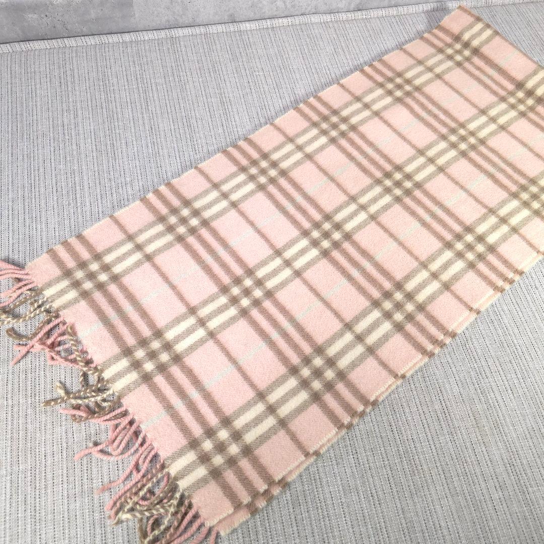希少色　BURBERRY　バーバリー　ノバチェック　カシミヤ　マフラー　ピンク
