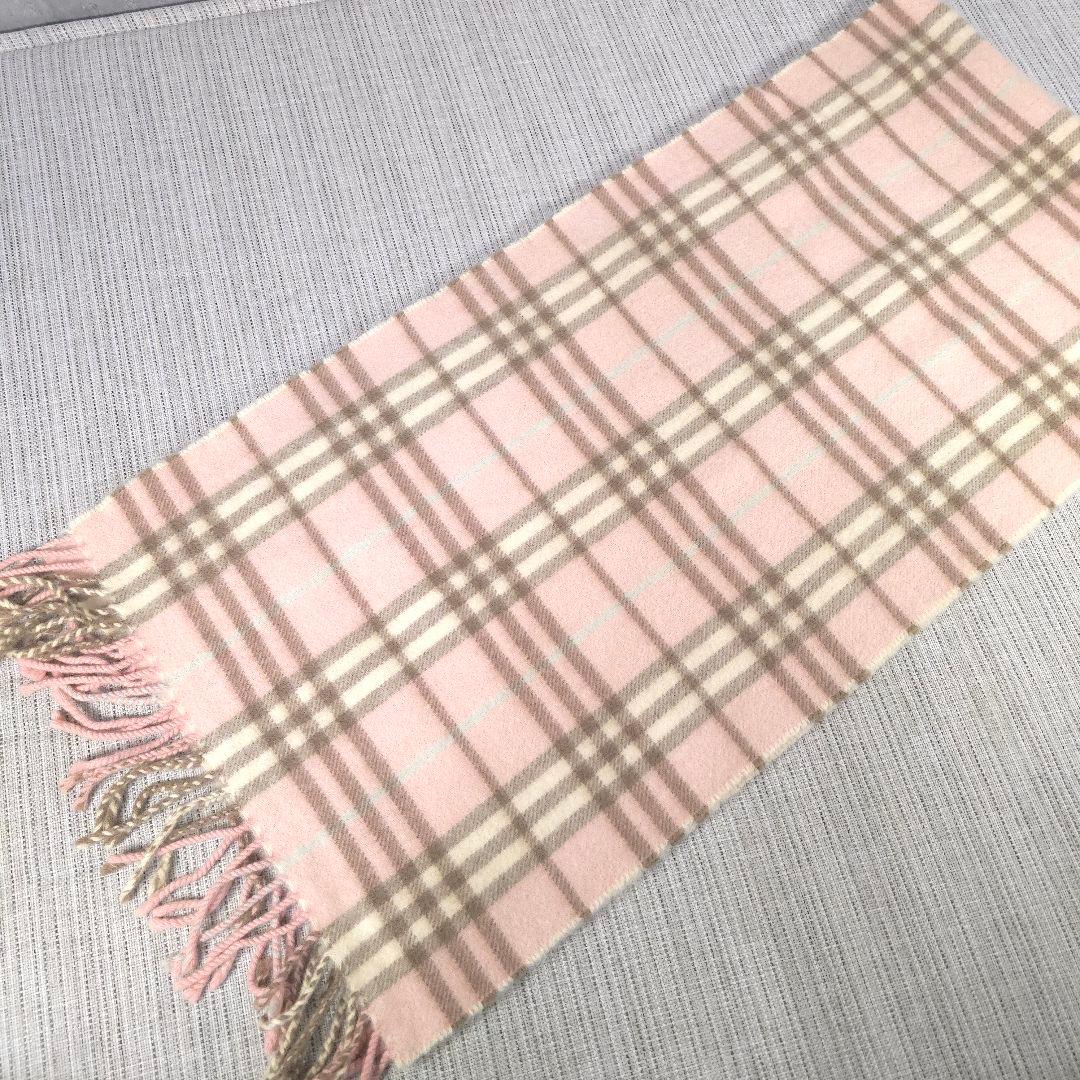 希少色　BURBERRY　バーバリー　ノバチェック　カシミヤ　マフラー　ピンク