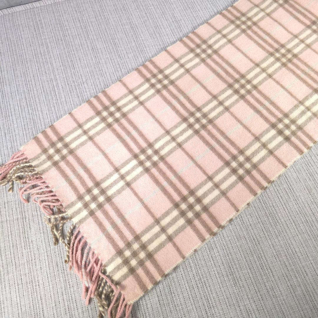 希少色　BURBERRY　バーバリー　ノバチェック　カシミヤ　マフラー　ピンク