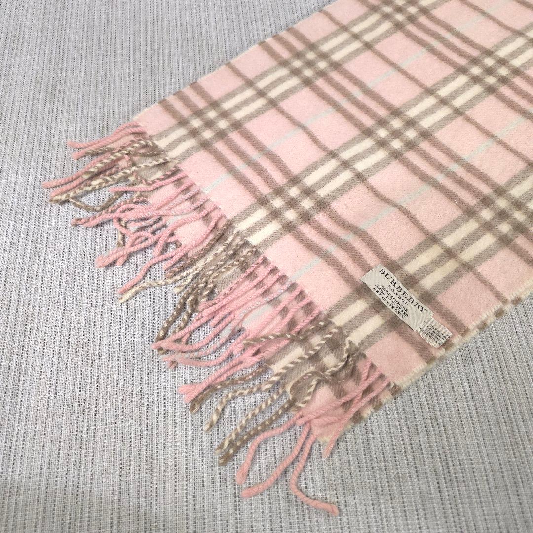 希少色　BURBERRY　バーバリー　ノバチェック　カシミヤ　マフラー　ピンク