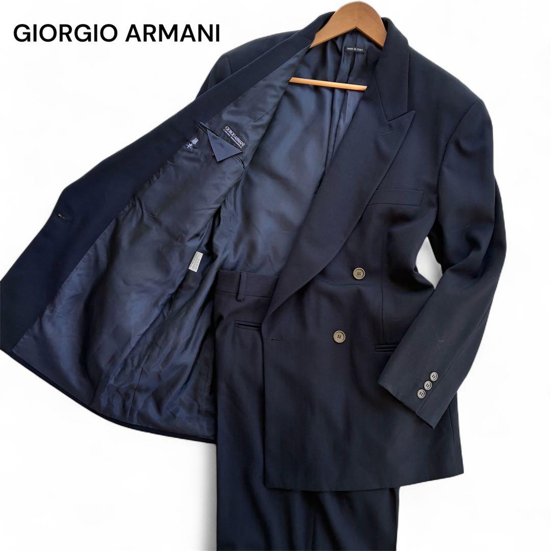 ✨GIORGIO ARMANI✨最高級スーツ 濃紺 XL 黒タグ　ダブルブレスト