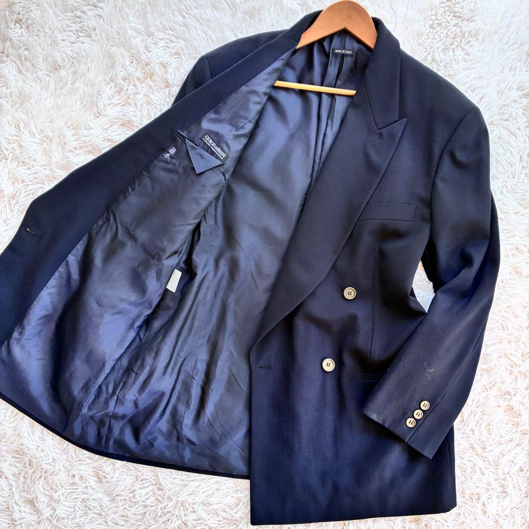 ✨GIORGIO ARMANI✨最高級スーツ 濃紺 XL 黒タグ　ダブルブレスト
