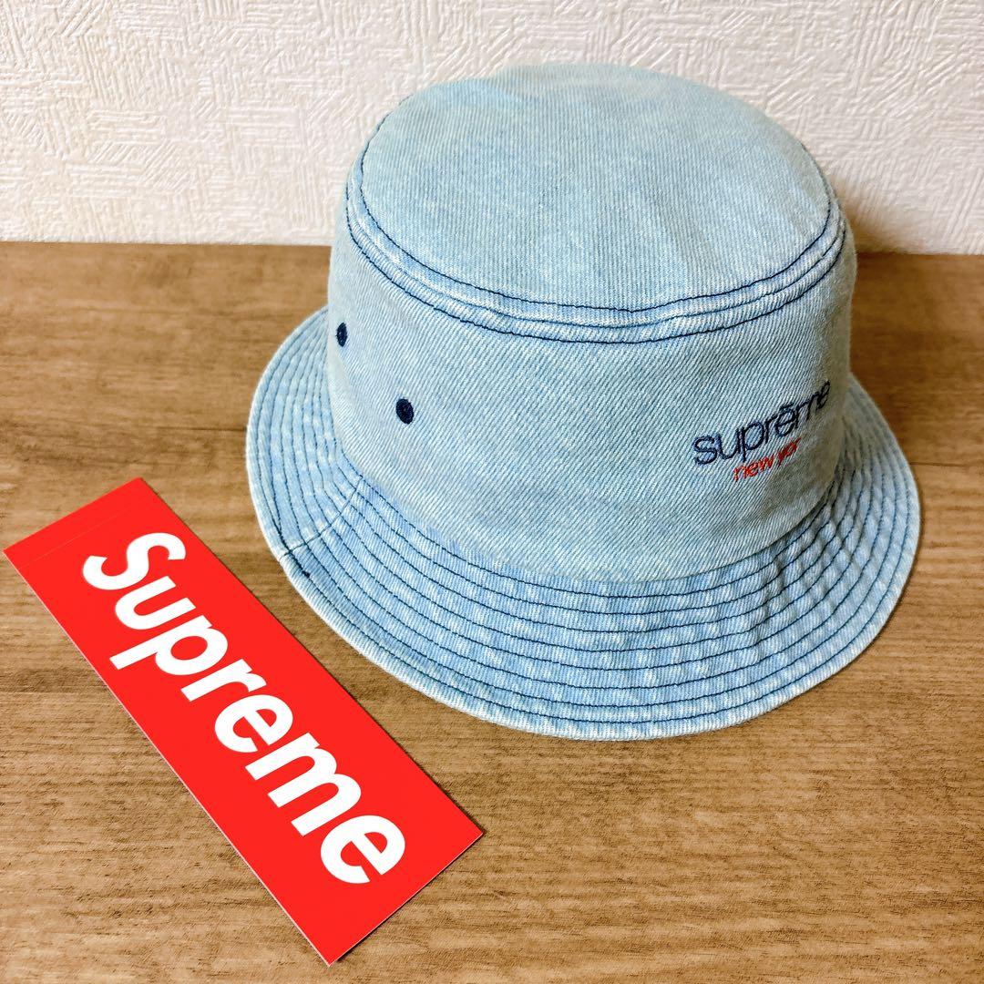 正規品　Supreme バケットハット　帽子　ハット　デニム　水色　エラー品