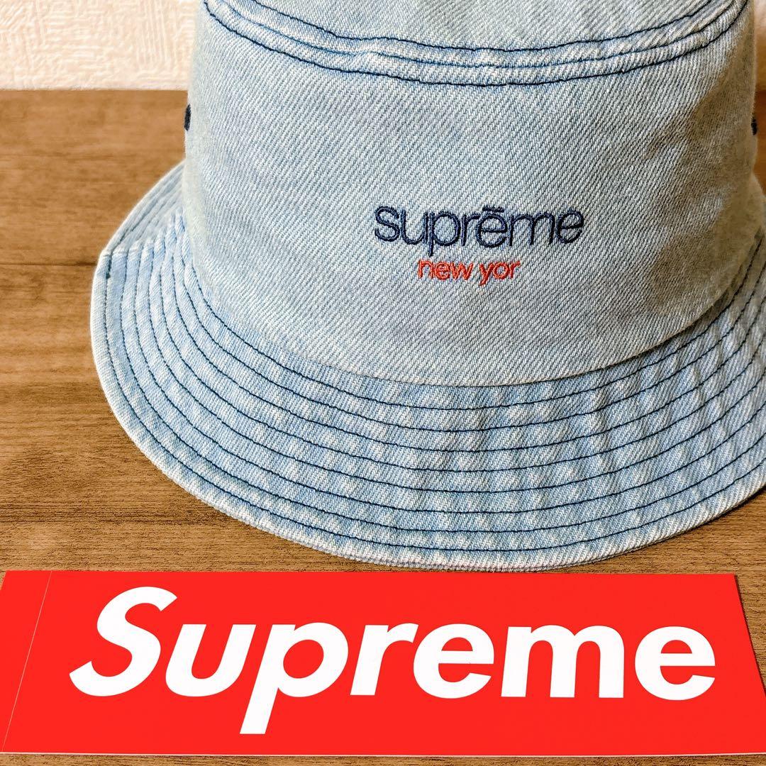 正規品　Supreme バケットハット　帽子　ハット　デニム　水色　エラー品
