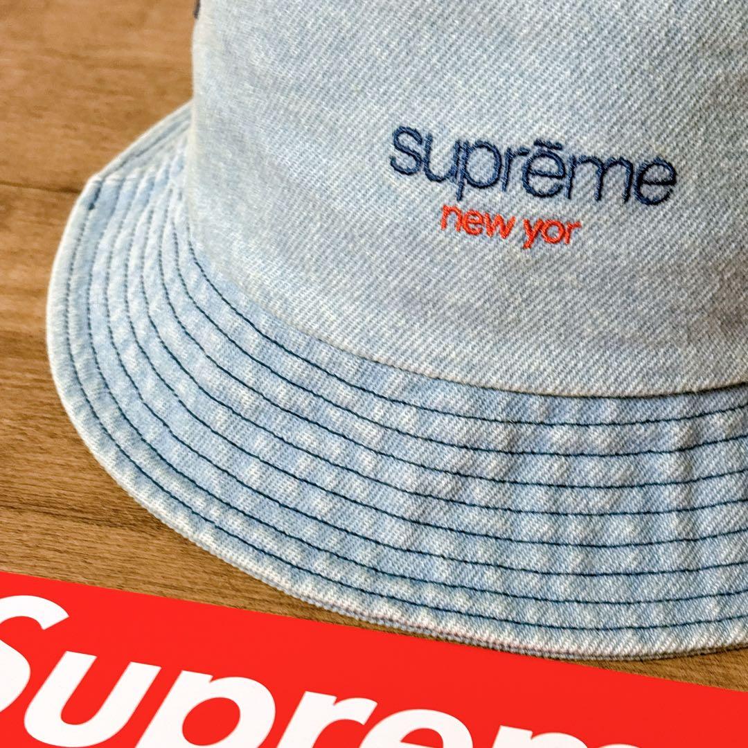 正規品　Supreme バケットハット　帽子　ハット　デニム　水色　エラー品