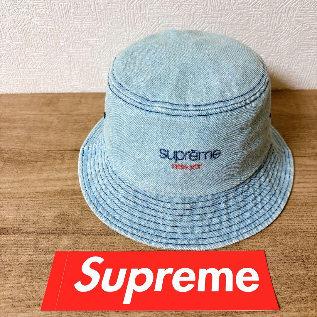 正規品　Supreme バケットハット　帽子　ハット　デニム　水色　エラー品
