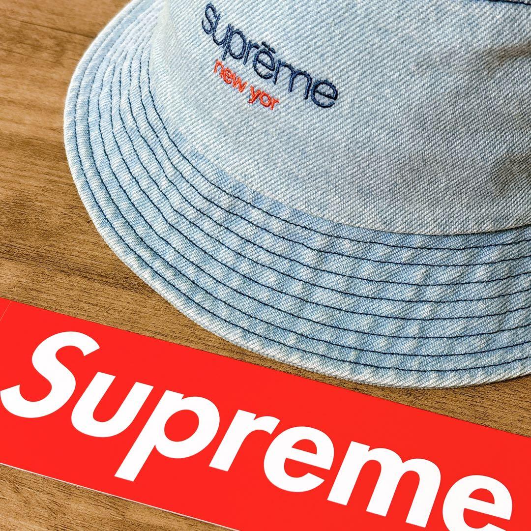 正規品　Supreme バケットハット　帽子　ハット　デニム　水色　エラー品