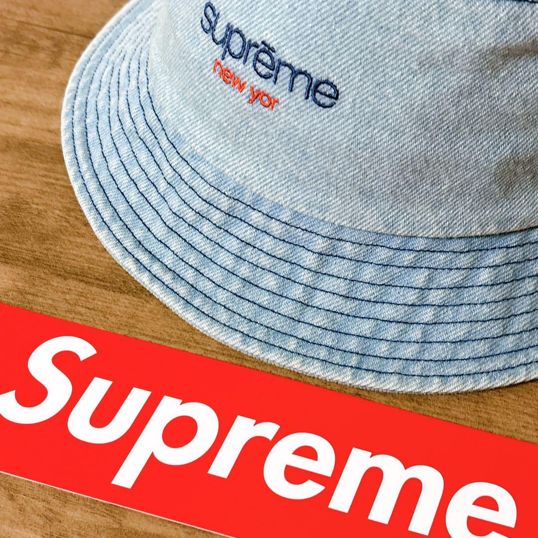 正規品　Supreme バケットハット　帽子　ハット　デニム　水色　エラー品