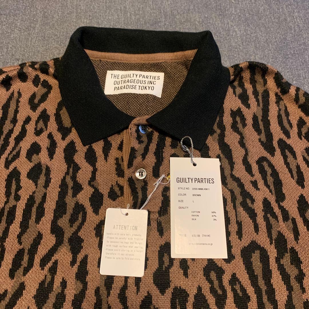 トップス WACKO MARIALEOPARD KNIT POLO SHIRT