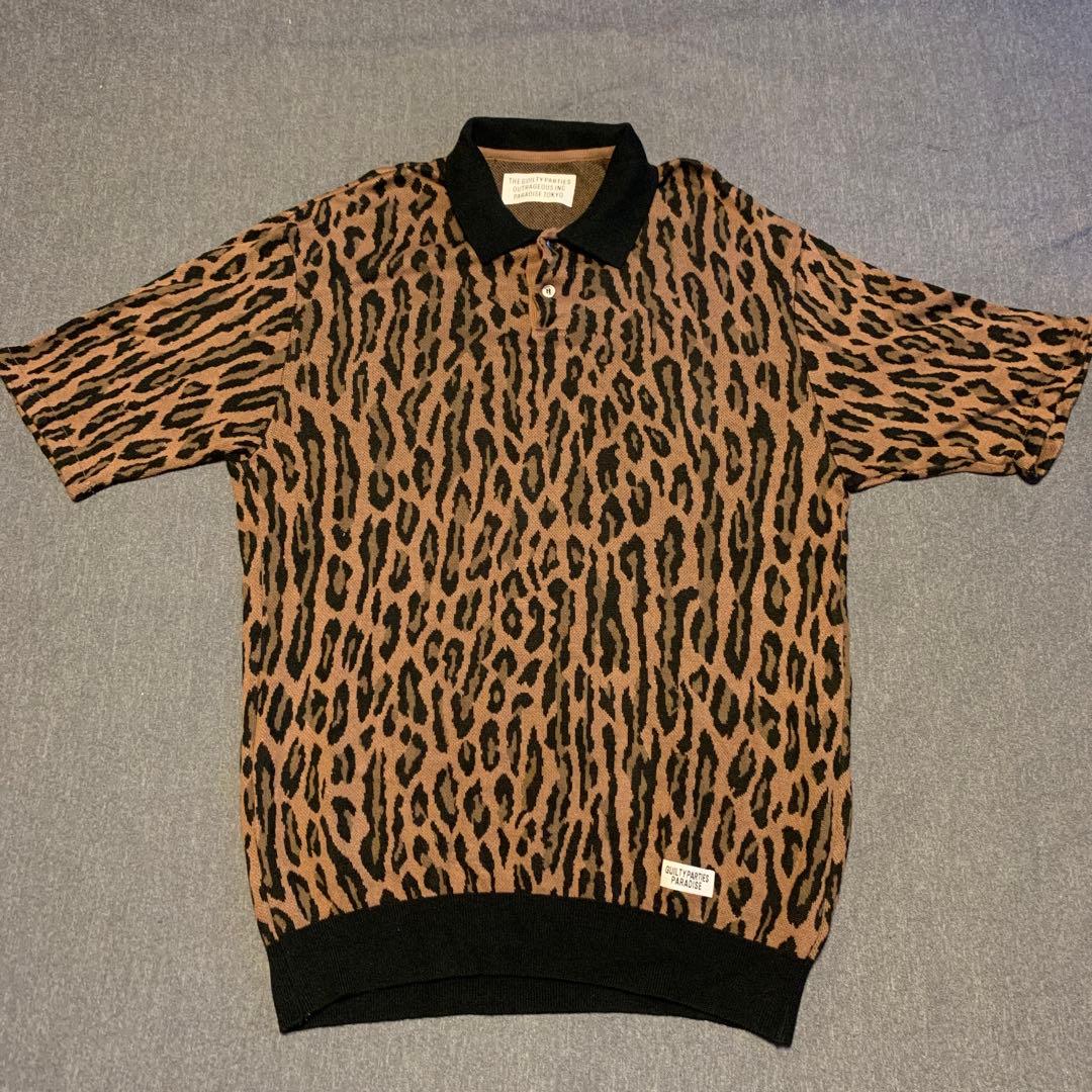 トップス WACKO MARIALEOPARD KNIT POLO SHIRT