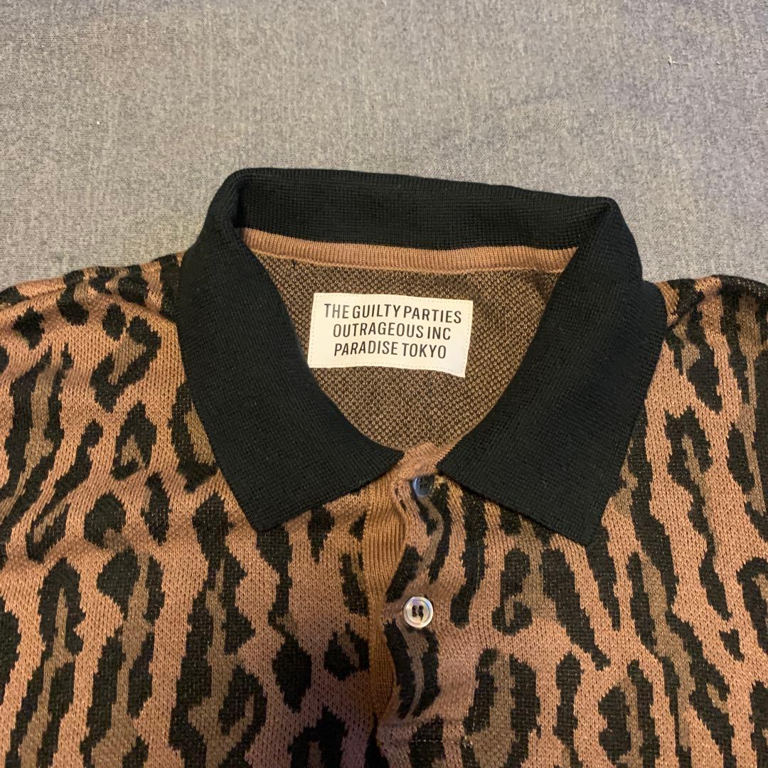 トップス WACKO MARIALEOPARD KNIT POLO SHIRT