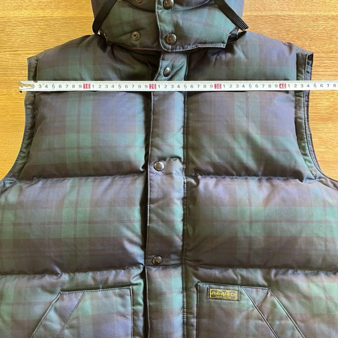 美品　ポロラルフローレン　ダウンベスト　チェック柄　フード付き　L