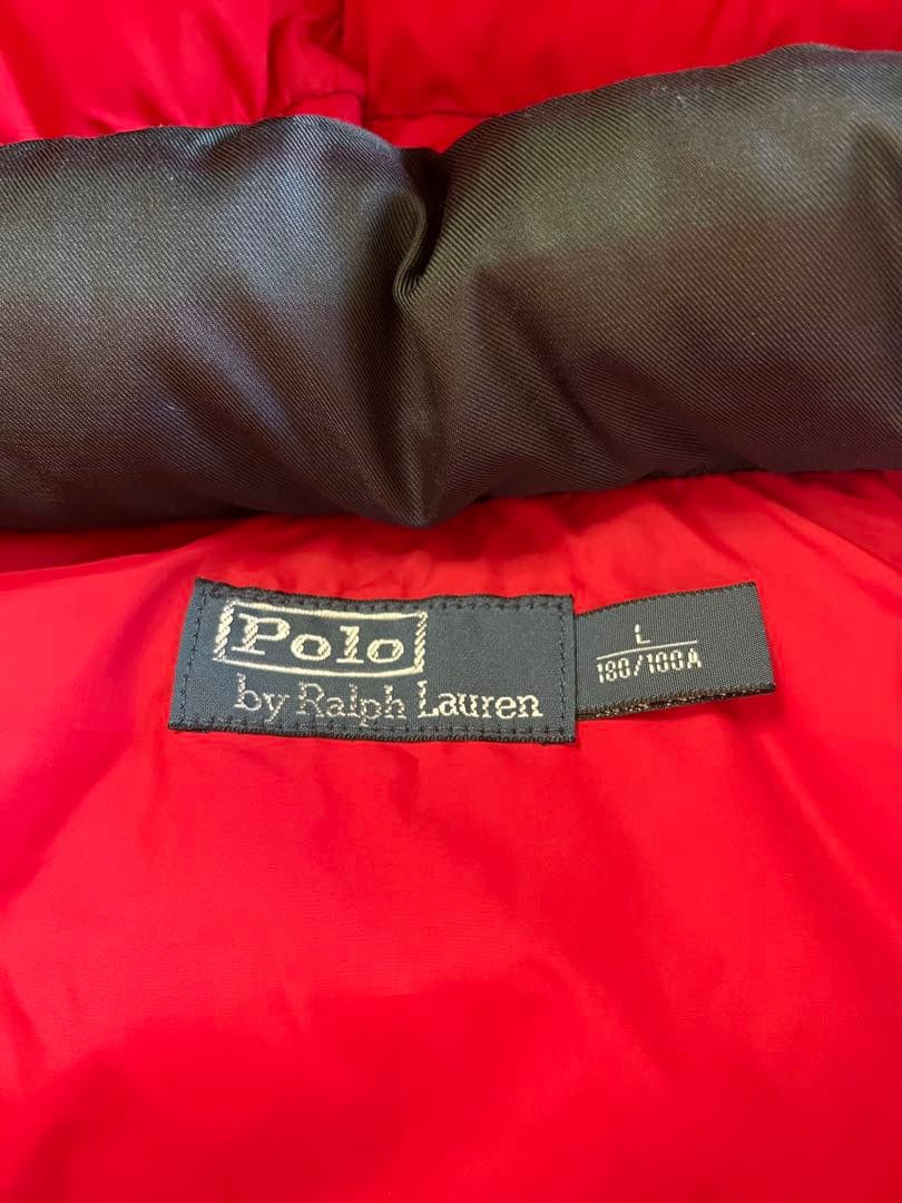 美品　ポロラルフローレン　ダウンベスト　チェック柄　フード付き　L