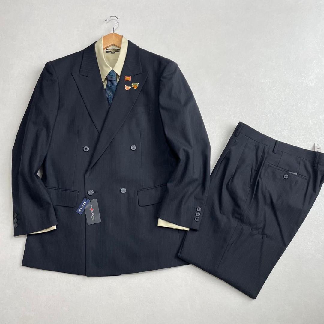 新品タグ付　90s　ヴィンテージ　セットアップ　ダブルスーツ　ネイビー×イエロー