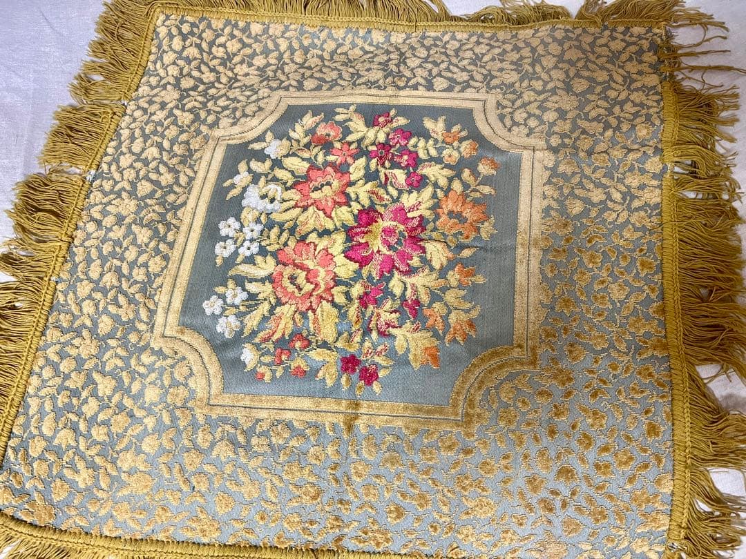 アンティーク ゴブラン織 花柄 テーブルクロス