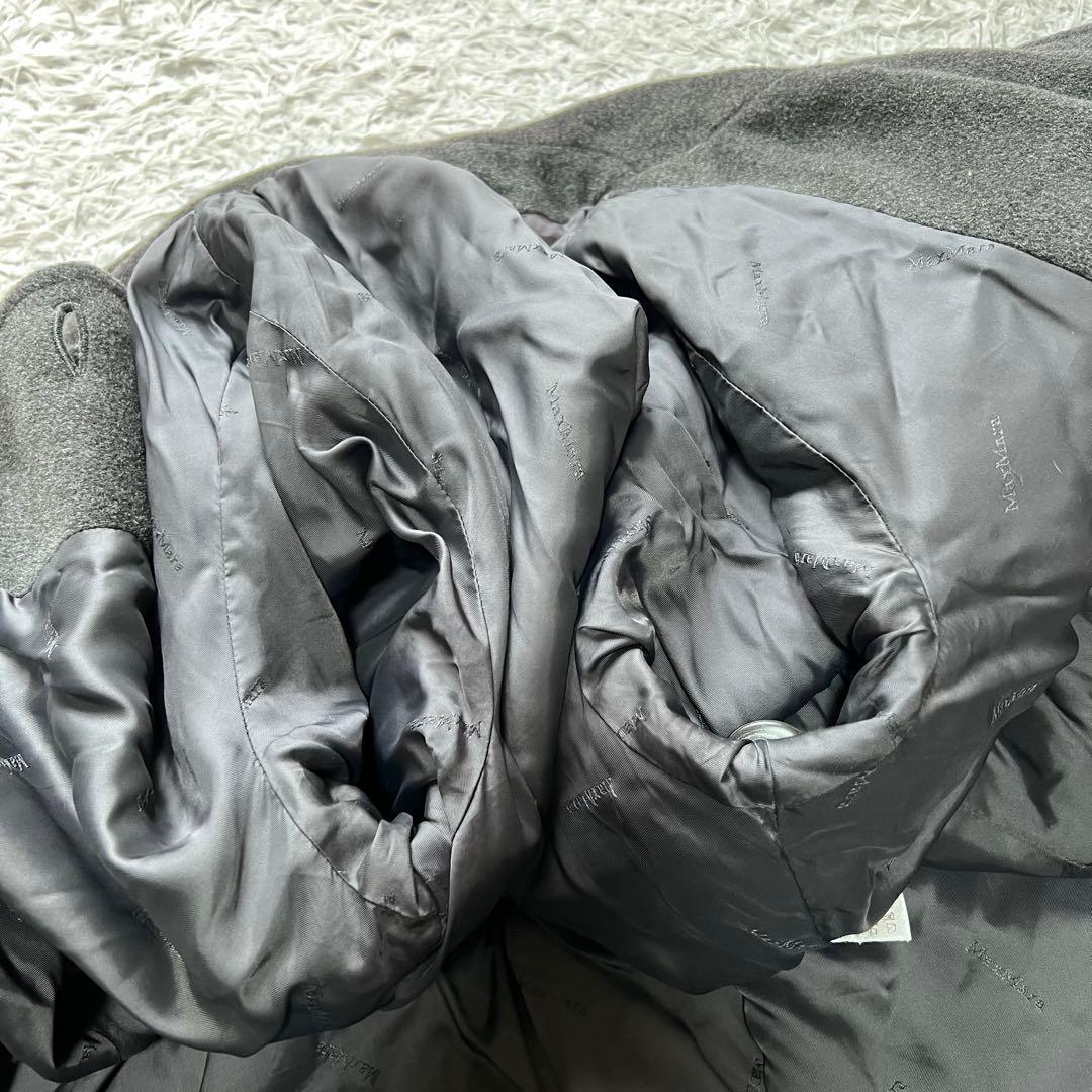 マックスマーラ 最高級 ロングコート カシミヤ混 女優襟 白タグ 大きいサイズ