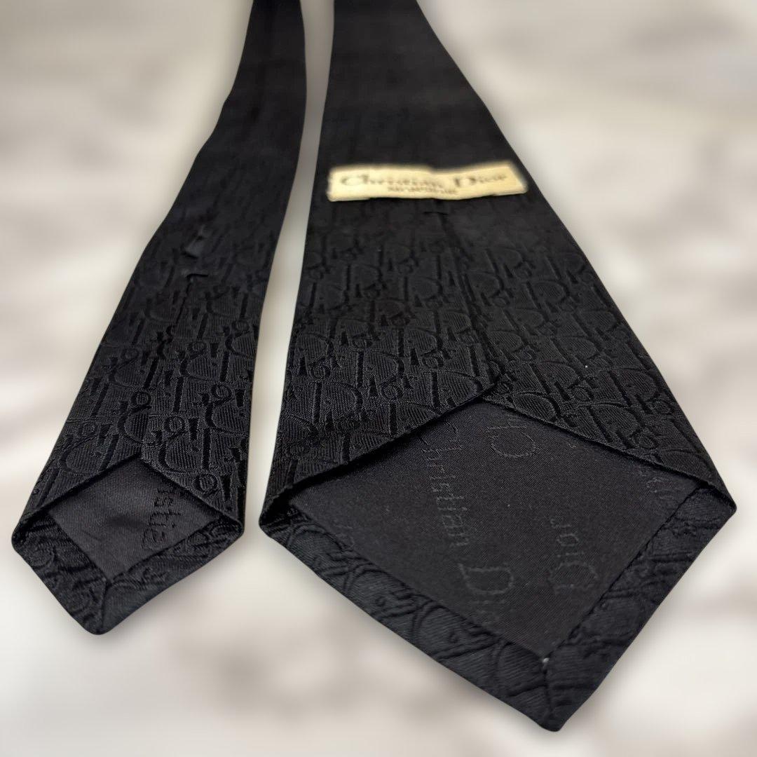 【極美品✨】DIOR ネクタイ　オブリーク柄　ブラック　黒　トロッター　刺繍