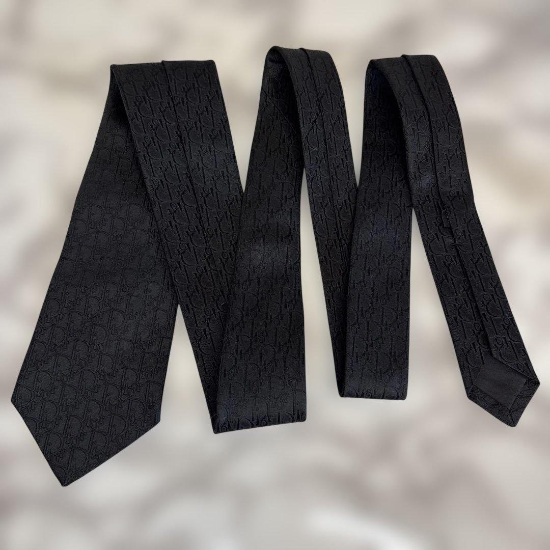 【極美品✨】DIOR ネクタイ　オブリーク柄　ブラック　黒　トロッター　刺繍