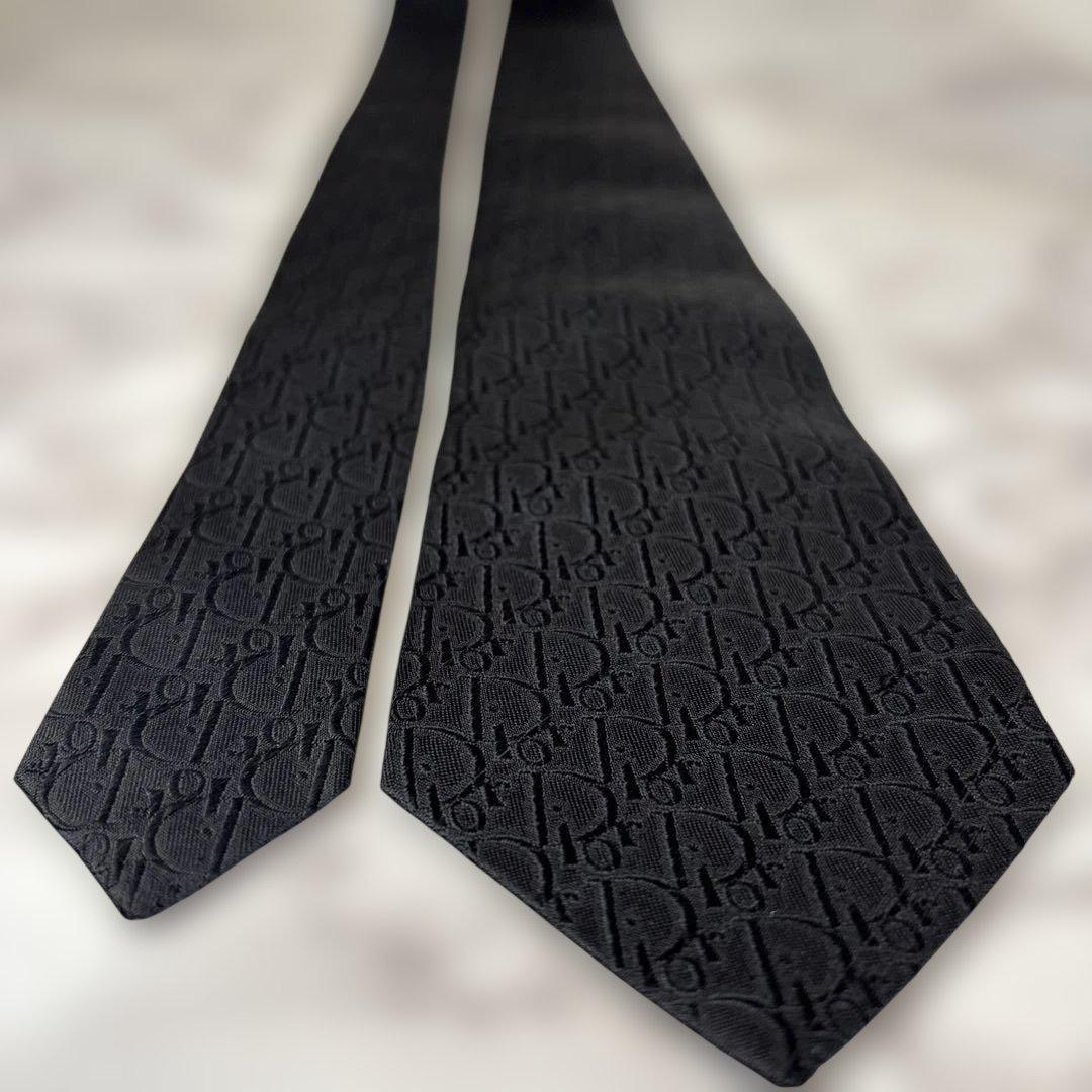 【極美品✨】DIOR ネクタイ　オブリーク柄　ブラック　黒　トロッター　刺繍