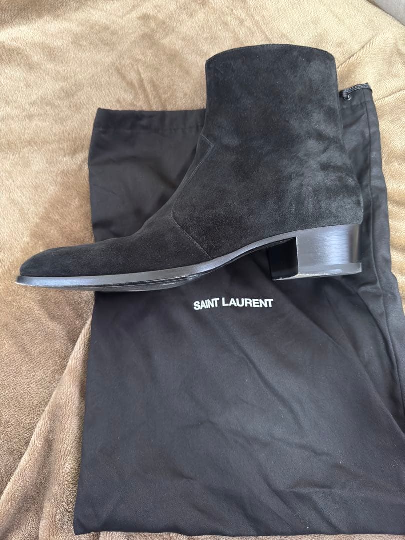 SAINT LAURENT ブラック サイドゴアブーツ 43