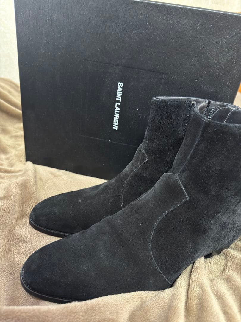 SAINT LAURENT ブラック サイドゴアブーツ 43
