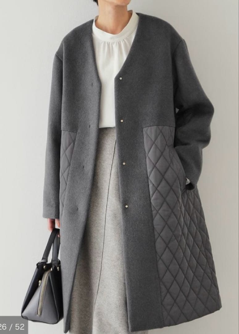 最終価格！新品オペークドットクリップ　ウールカシミヤブレンド キルティングコート