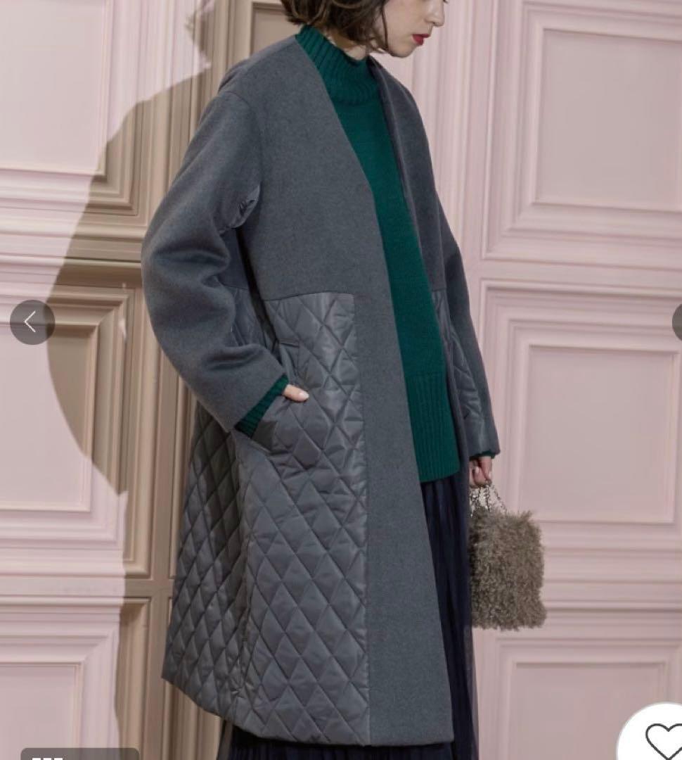 最終価格！新品オペークドットクリップ　ウールカシミヤブレンド キルティングコート