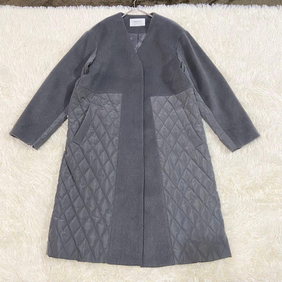 最終価格！新品オペークドットクリップ　ウールカシミヤブレンド キルティングコート