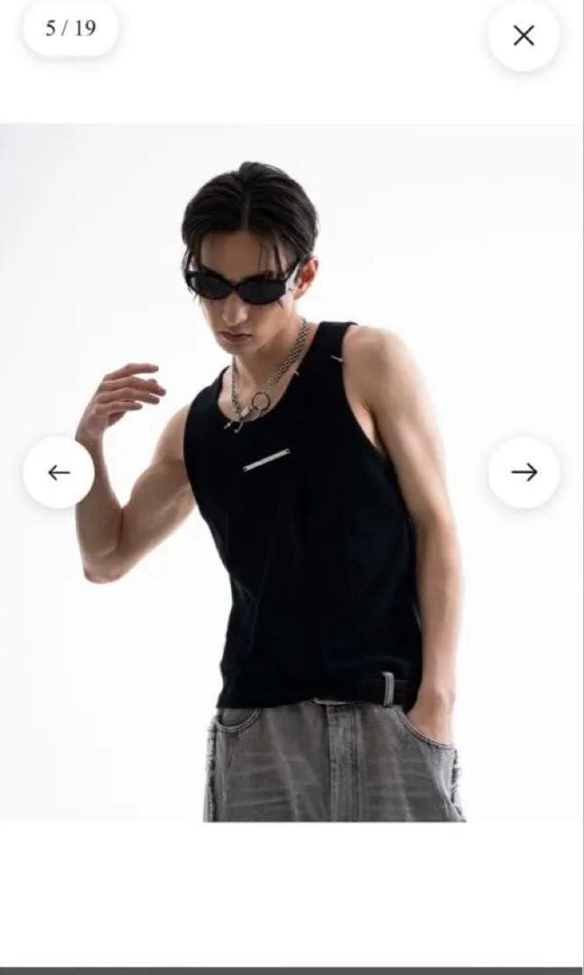 Jentlouis Neck Piercing Tank Top ブラック L