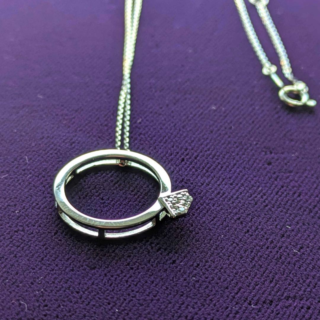 れ*ょ様 プラチナpt850 リング型ダイヤモンドネックレス 3g