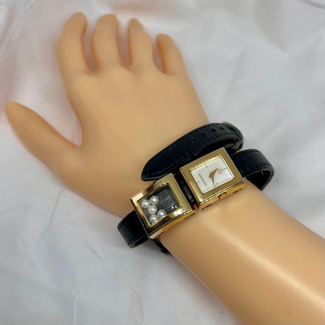 43 MIKIMOTO ミキモト シェル文字盤 5pパール ゴールド 稼働