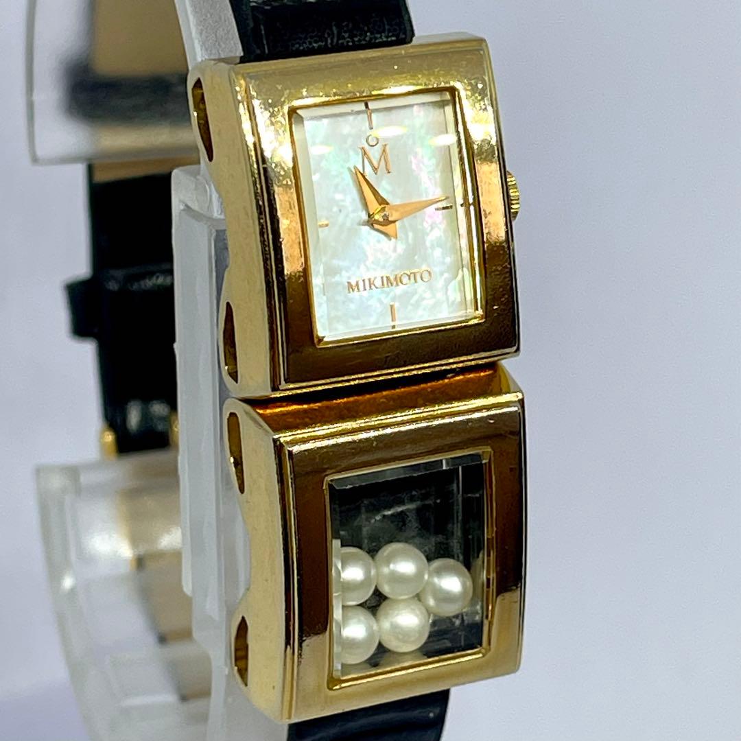 43 MIKIMOTO ミキモト シェル文字盤 5pパール ゴールド 稼働
