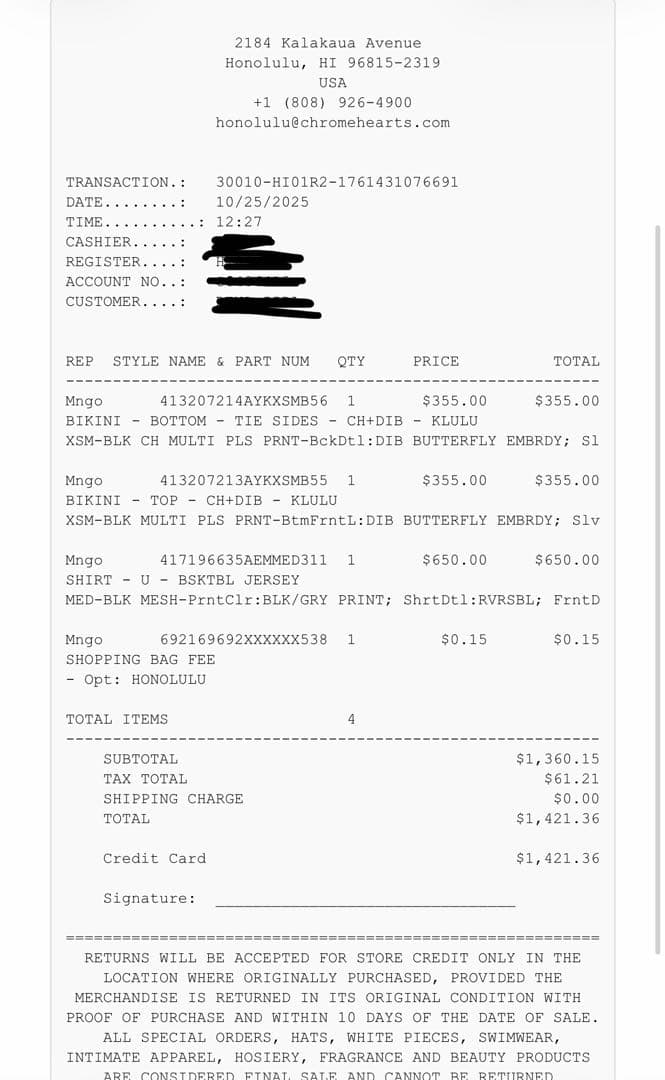 新品未使用【正規品】CHROME HEARTS ブラック三角ビキニ XS